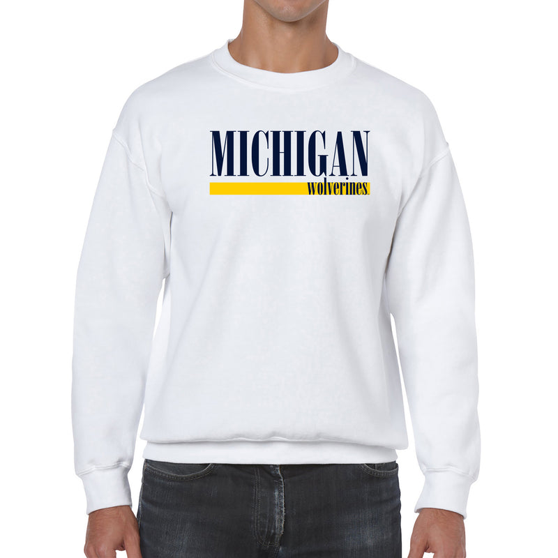 University of Michigan Wolverines Boldline Basic Cotton Crewneck Sweatshirt - White