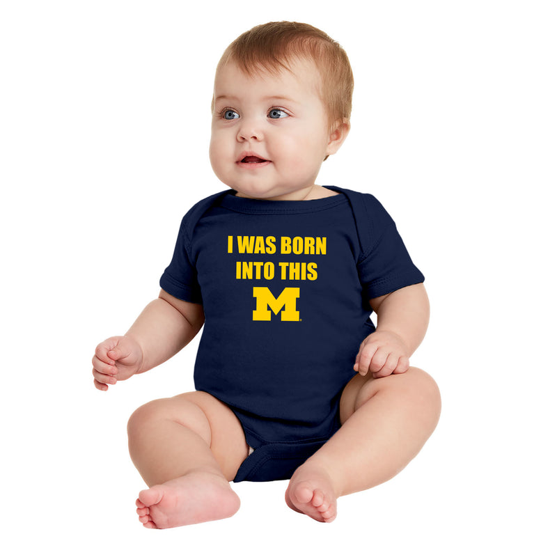 Michigan Wolverines Born Into This Infant Creeper Bodysuit - Navy