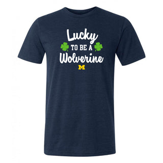 Michigan Wolverines Lucky to be a Wolverine Triblend T Shirt - Solid Navy