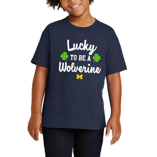 Michigan Wolverines Lucky to be a Wolverine Youth T Shirt - Navy