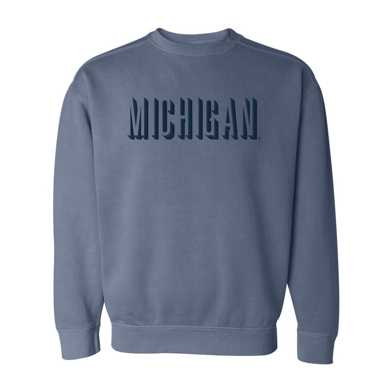 University of Michigan Shadow Compact Comfort Colors Crewneck - Blue Jean