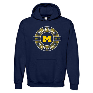 Michigan Plaid Circle Hoodie - Navy