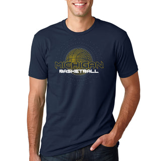 University of Michigan Wolverines Basketball Rezzed - Premium Cotton Tee - Midnight Navy