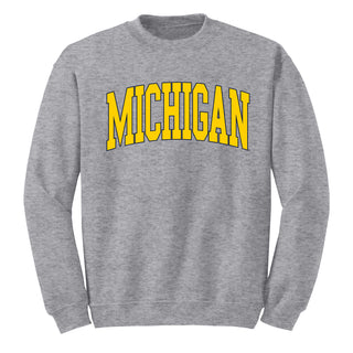 Michigan Wolverines Mega Arch Crewneck Sweatshirt - Sport Grey