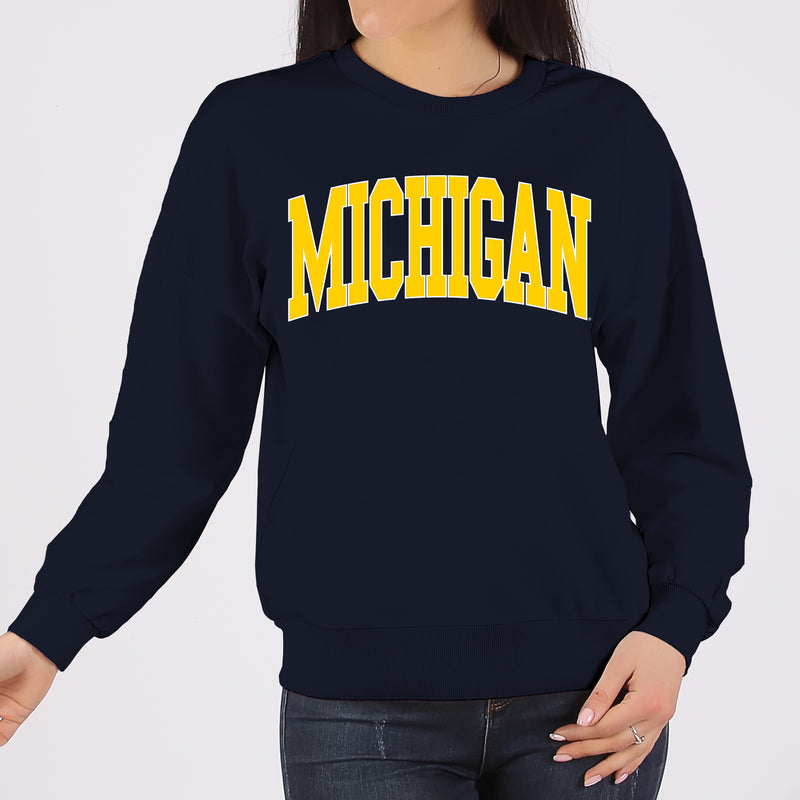 Michigan Wolverines Mega Arch Crewneck Sweatshirt - Navy