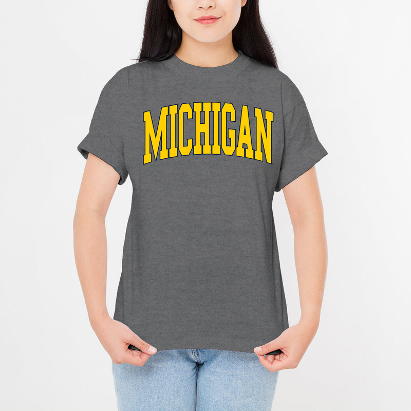 Michigan Wolverines Mega Arch T-Shirt - Graphite Heather