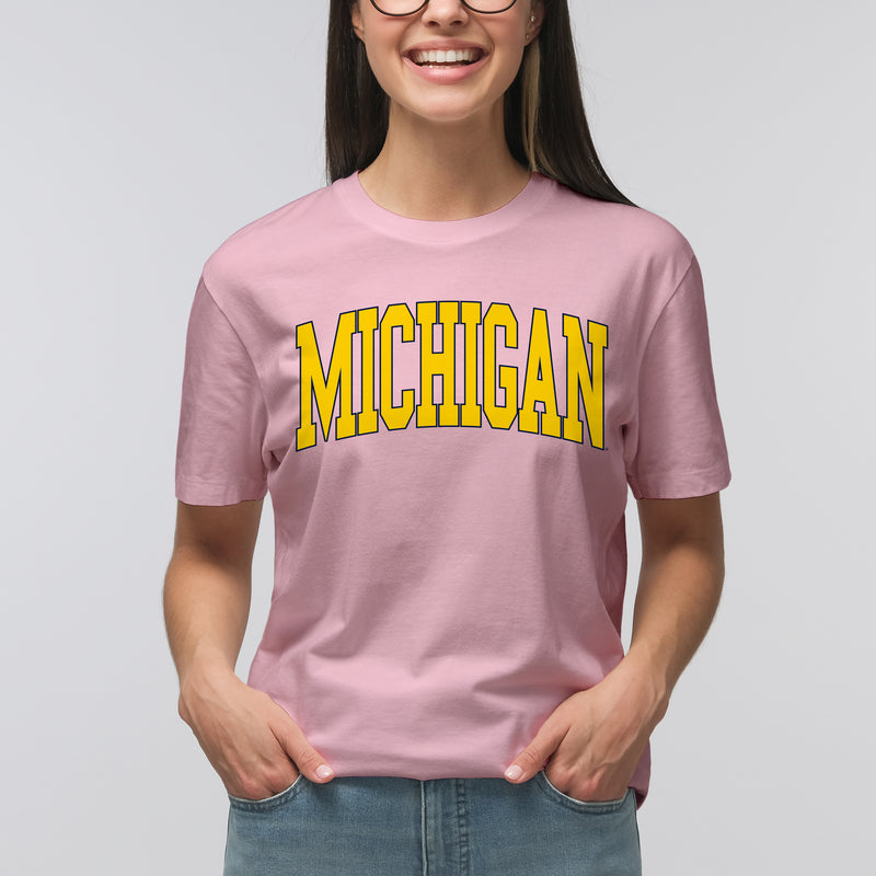 Michigan Wolverines Mega Arch T-Shirt - Light Pink