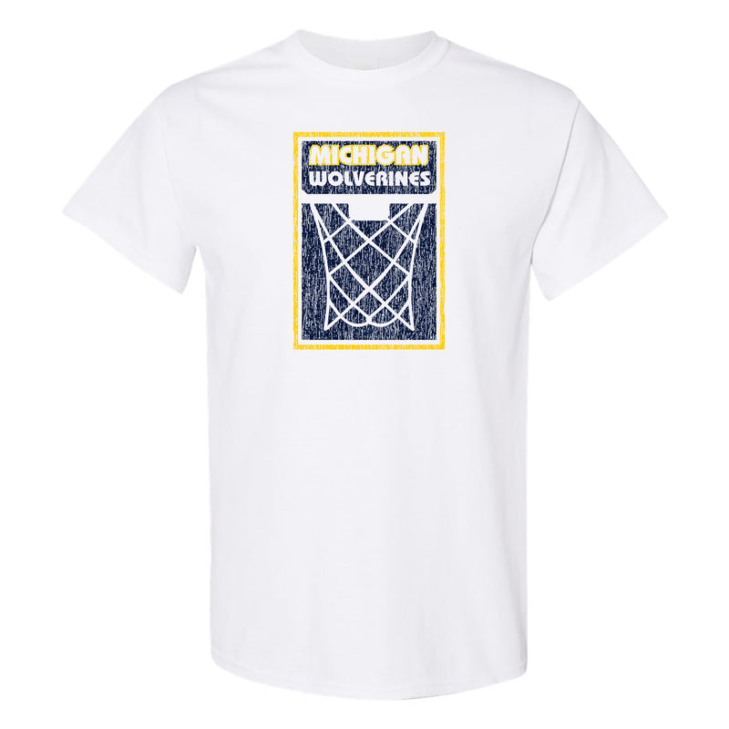 Michigan Wolverines Basketball Net Block T Shirt - White