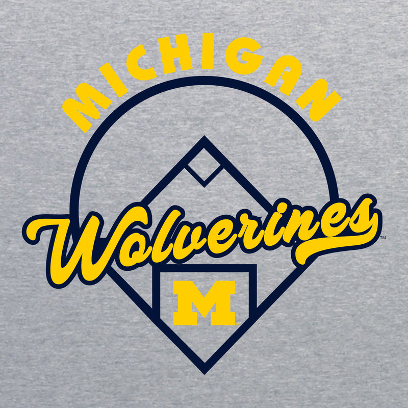 Michigan Wolverines Baseball Field T Shirt - Sport Grey