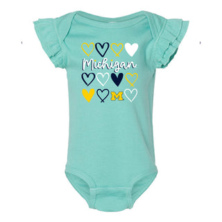 Michigan Hearts Infant Flutter Sleeve Bodysuit - Saltwater