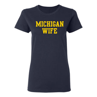 Michigan Wolverines Basic Block Wife Women's T Shirt - Navy