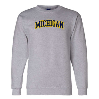 Michigan Wolverines Applique Powerblend Crewneck - Light Steel