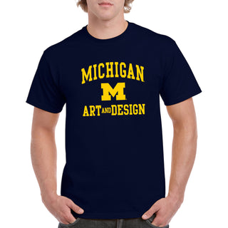 Arch Logo Art & Design University of Michigan Basic Cotton Short Sleeve T-Shirt - Navy