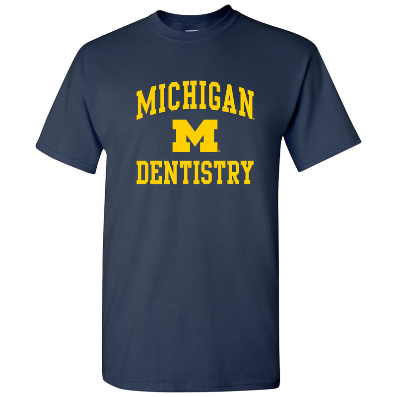 Arch Logo Dentistry University of Michigan Basic Cotton Short Sleeve T-Shirt - Navy