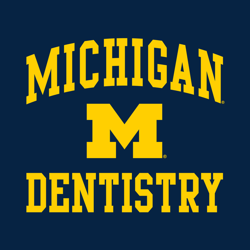 Arch Logo Dentistry University of Michigan Basic Cotton Short Sleeve T-Shirt - Navy