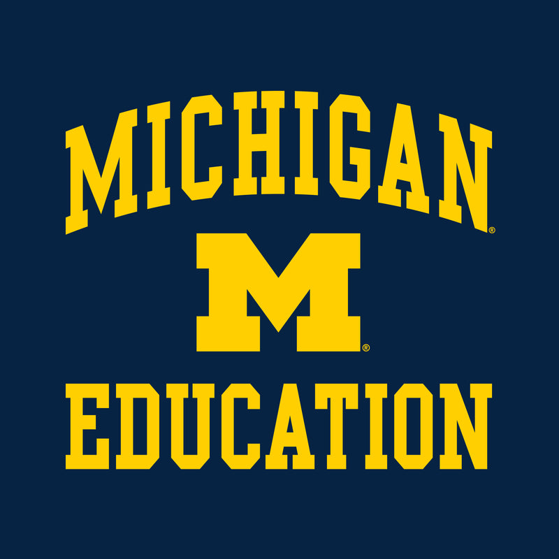 Arch Logo Education University of Michigan Basic Cotton Short Sleeve T-Shirt - Navy