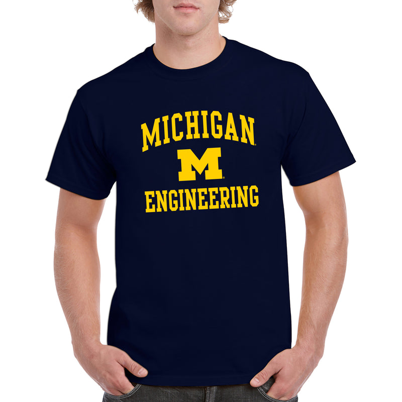 Arch Logo Engineering University of Michigan Basic Cotton Short Sleeve T-Shirt - Navy