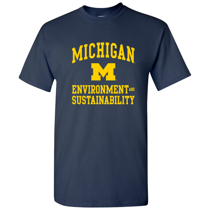 Arch Logo Environment & Sustainability University of Michigan Basic Cotton Short Sleeve T-Shirt - Navy