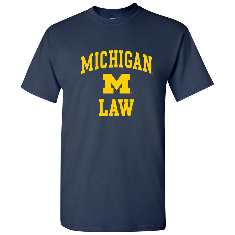 Arch Logo Law University of Michigan Basic Cotton Short Sleeve T-Shirt - Navy