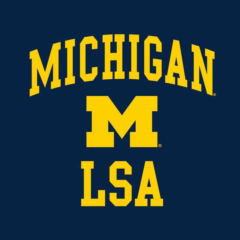 Arch Logo LSA University of Michigan Basic Cotton Short Sleeve T-Shirt - Navy