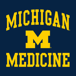 Michigan Wolverines Arch Logo Medicine Basic Cotton Short Sleeve T-Shirt - Navy