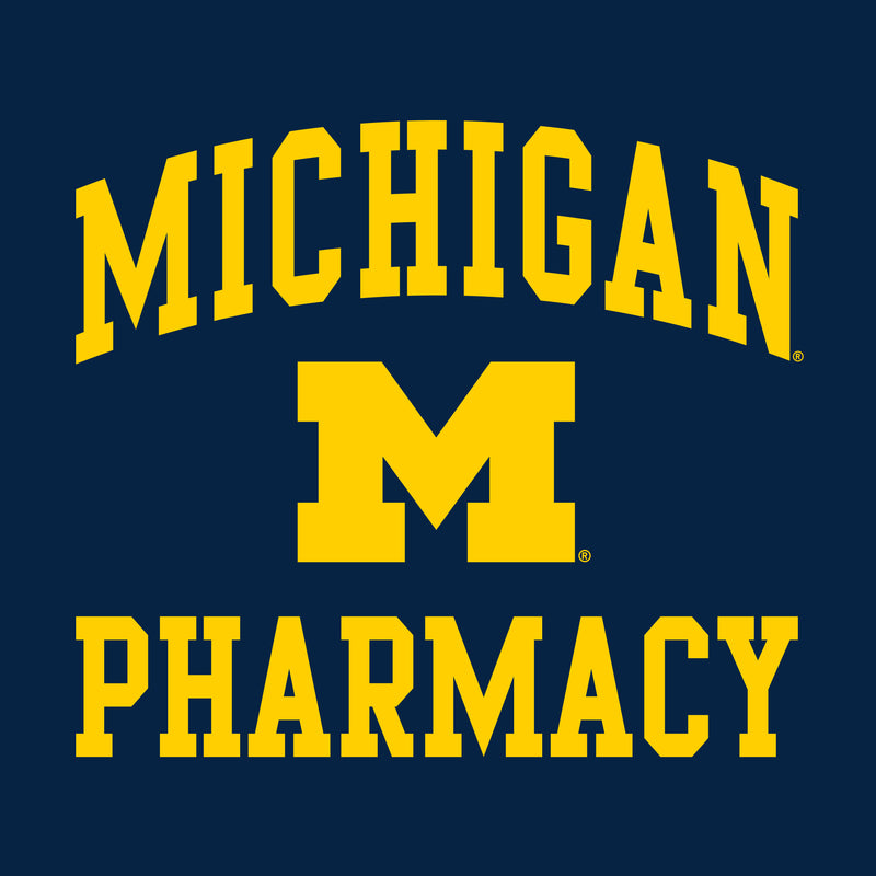 Arch Logo Pharmacy University of Michigan Basic Cotton Short Sleeve T-Shirt - Navy