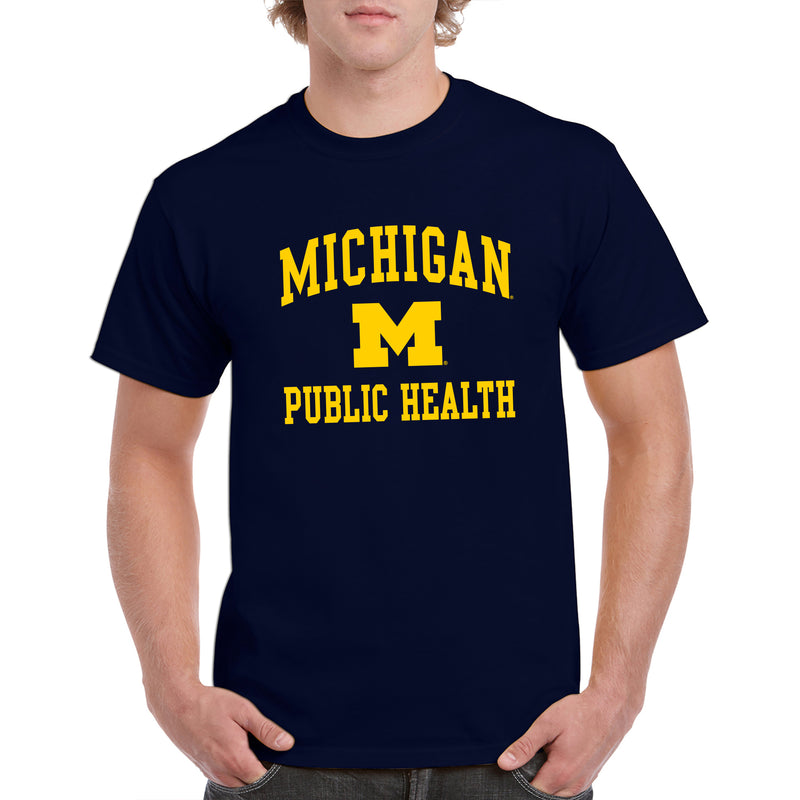 Arch Logo Public Health University of Michigan Basic Cotton Short Sleeve T-Shirt - Navy