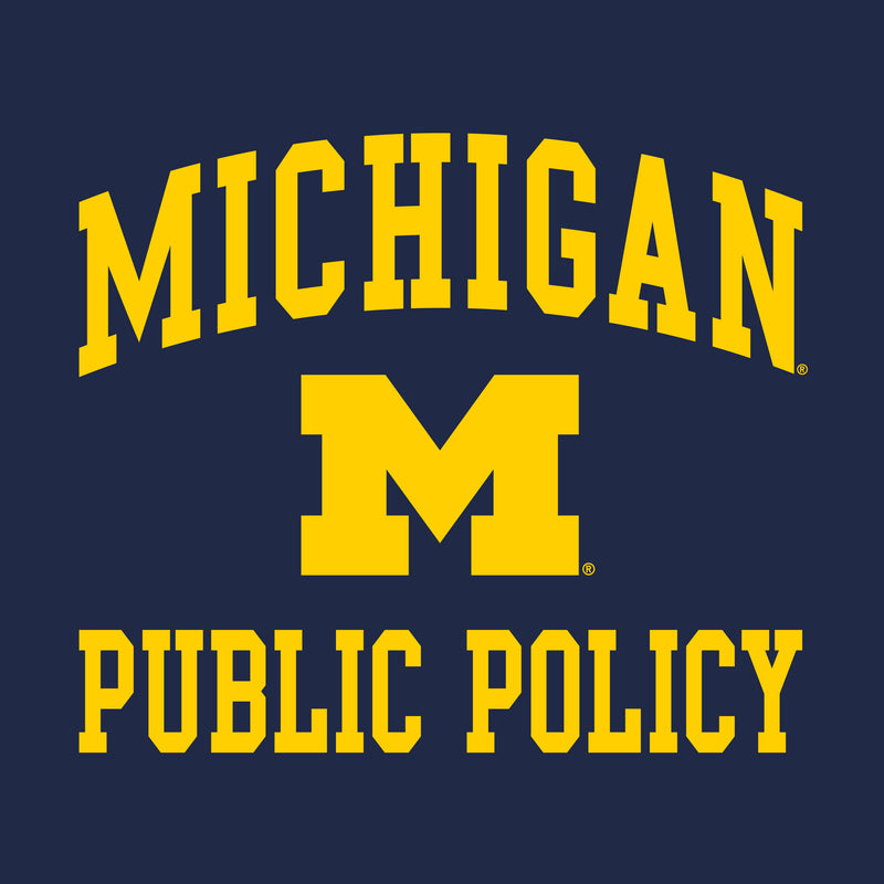 Arch Logo Public Policy University of Michigan Basic Cotton Short Sleeve T-Shirt - Navy