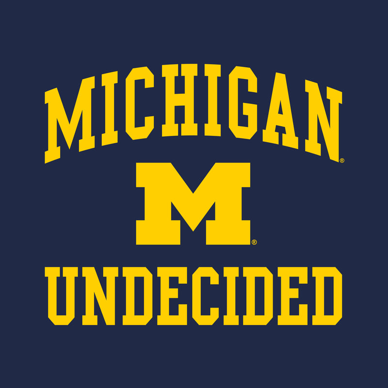 Arch Logo Undecided University of Michigan Basic Cotton Short Sleeve T-Shirt - Navy