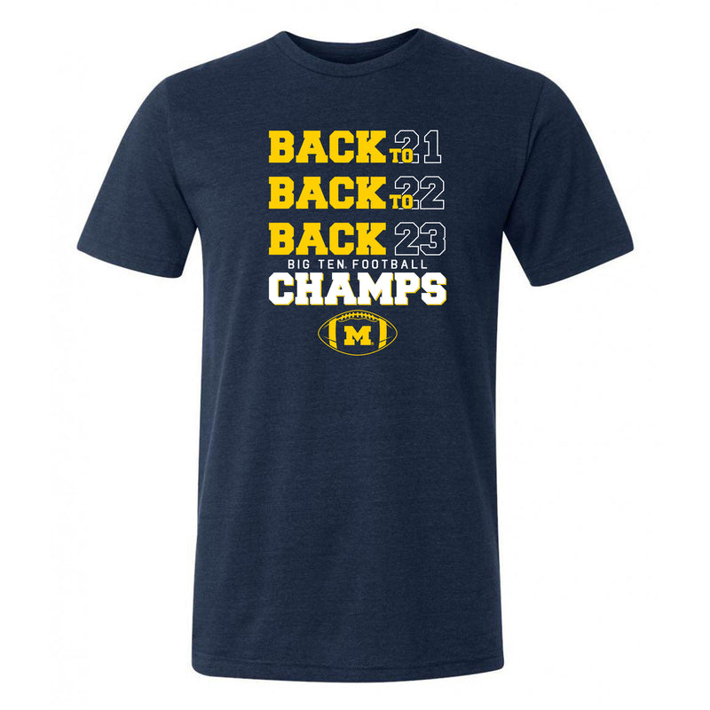 Michigan B2B2B Champs 23 Bold Stack Triblend T-Shirt - Solid Navy