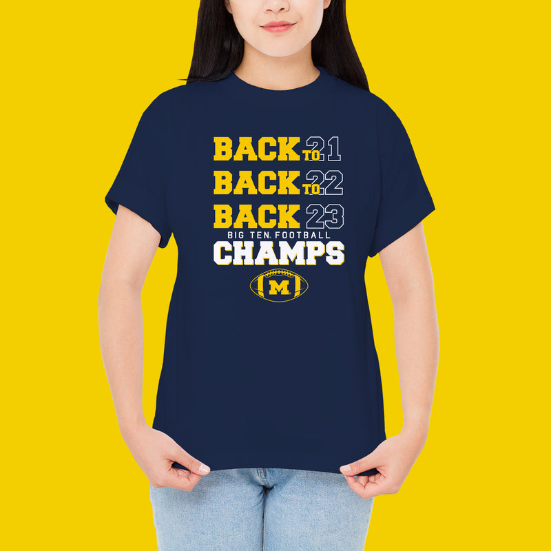 Michigan B2B2B Champs 23 Bold Stack T-Shirt - Navy