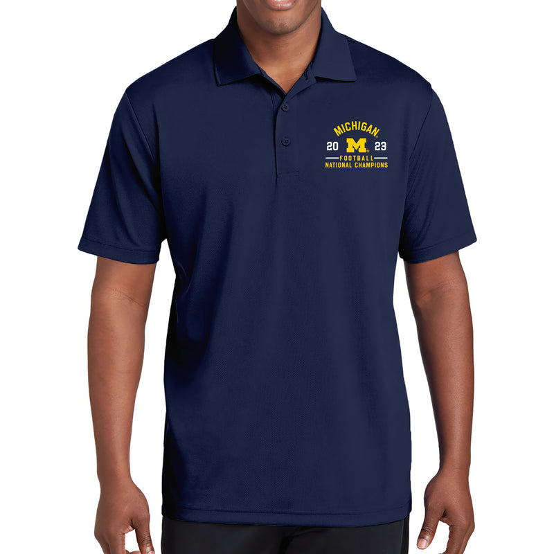 Michigan Wolverines CFP National Champions 23 Embroidered Polo - Navy