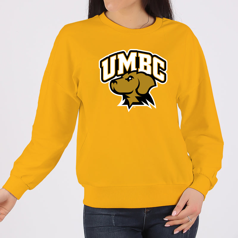 University of Maryland Baltimore County Retrievers Arch Logo Crewneck Sweatshirt - Gold