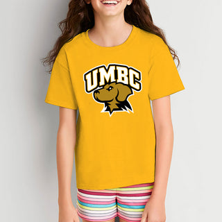 University of Maryland Baltimore County Retrievers Arch Logo Short Sleeve Youth T Shirt - Gold