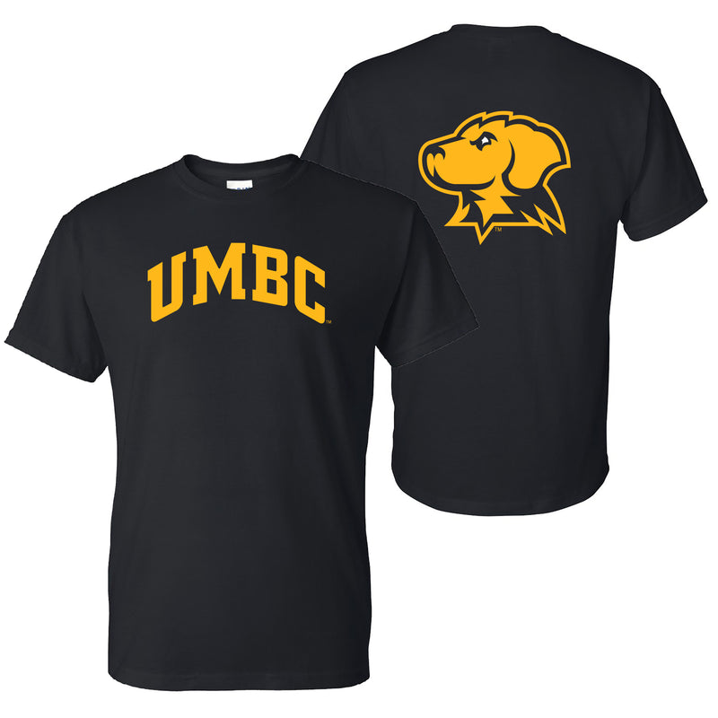 University of Maryland Baltimore County Retrievers Front Back Print Short Sleeve T Shirt - Black