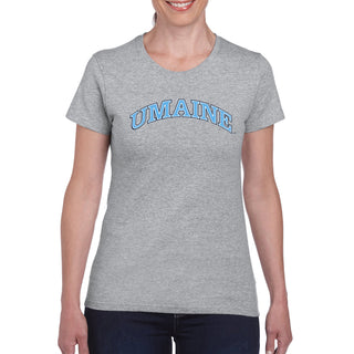 Maine Black Bears Arch Logo Women's T Shirt - Sport Grey