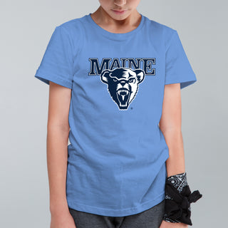 Maine Black Bears Primary Logo Youth T Shirt - Carolina Blue