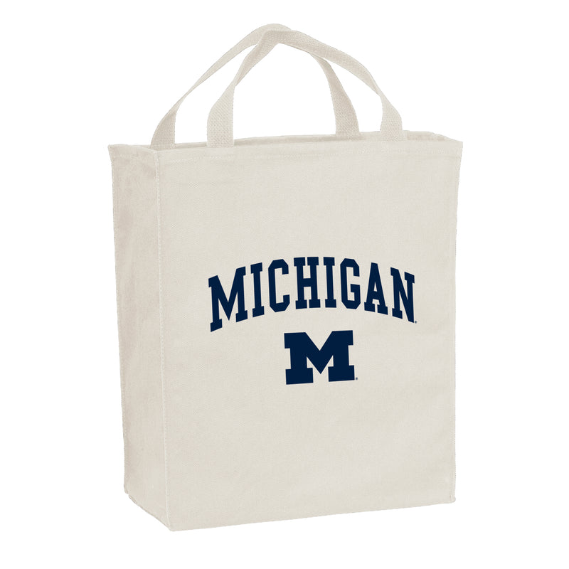 Arch Logo University of Michigan Port Authority Tote Bag - Natural