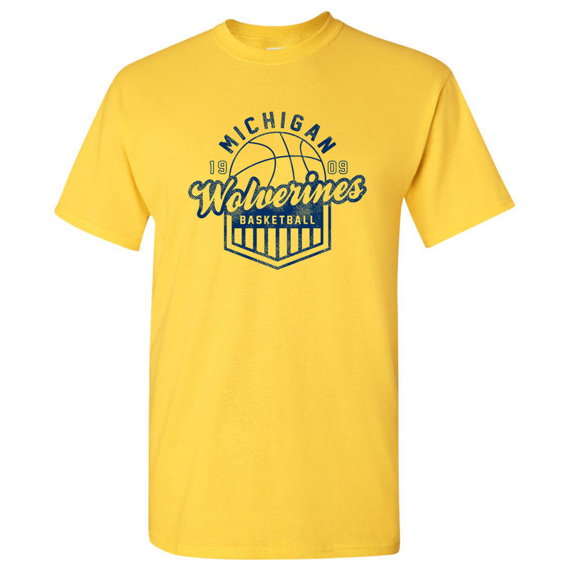 Basketball Shield University of Michigan Basic Cotton Short Sleeve T-Shirt - Maize
