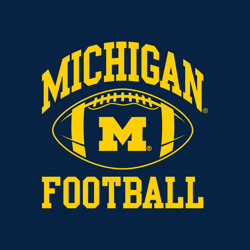 Classic Football Arch Left Chest University of Michigan Basic Cotton Crewneck Sweatshirt - Navy