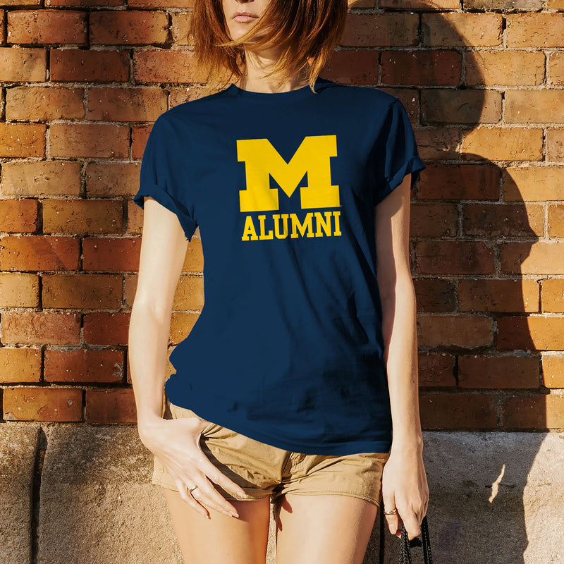Primary Alumni University of Michigan Wolverines Basic Cotton Short Sleeve T Shirt - Navy