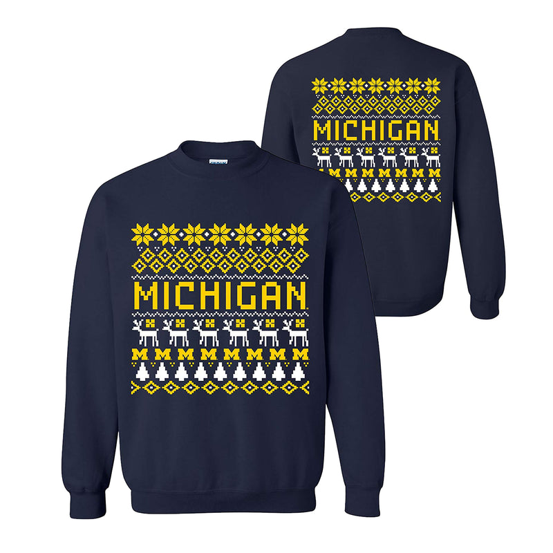 Michigan Holiday Sweater Sweatshirt - Navy