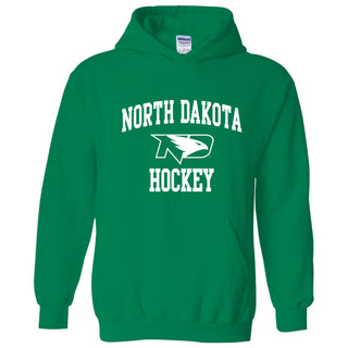 North Dakota Fighting Hawks Arch Logo Hockey Hooded Sweatshirt - Irish Green