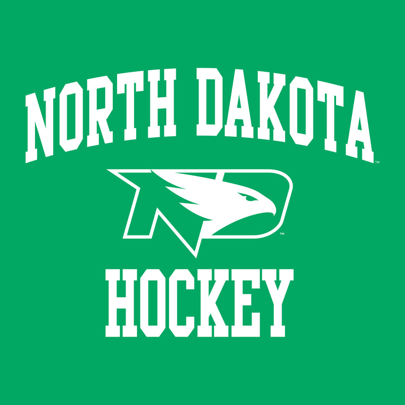 North Dakota Fighting Hawks Arch Logo Hockey Long Sleeve T Shirt - Irish Green