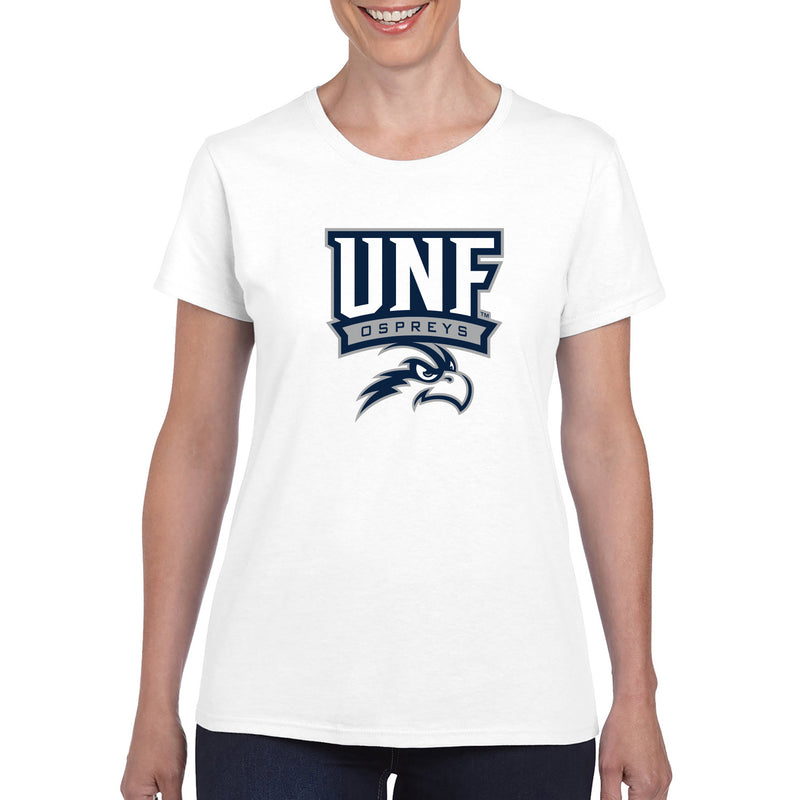 University of North Florida Ospreys Full Color Arch Logo Womens Short Sleeve T Shirt - White