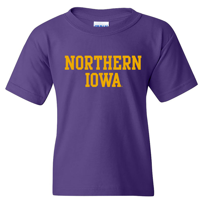 University of Northern Iowa Panthers Basic Block Youth T Shirt - Purple