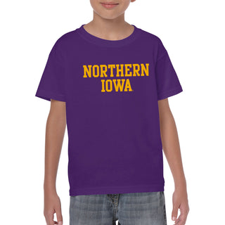 University of Northern Iowa Panthers Basic Block Youth T Shirt - Purple