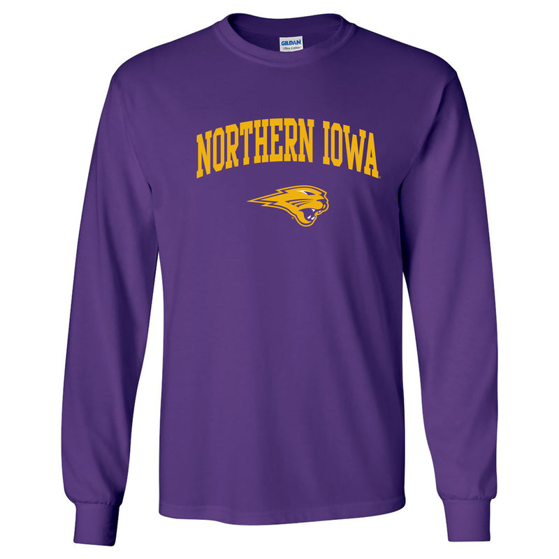 University of Northern Iowa Panthers Arch Logo Long Sleeve T Shirt - Purple