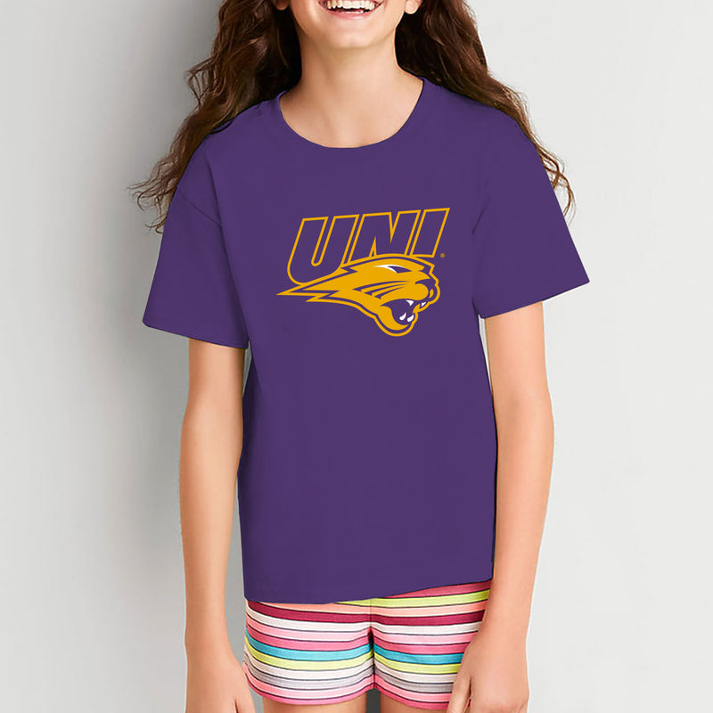 University of Northern Iowa Panthers Primary Logo Youth T Shirt - Purple