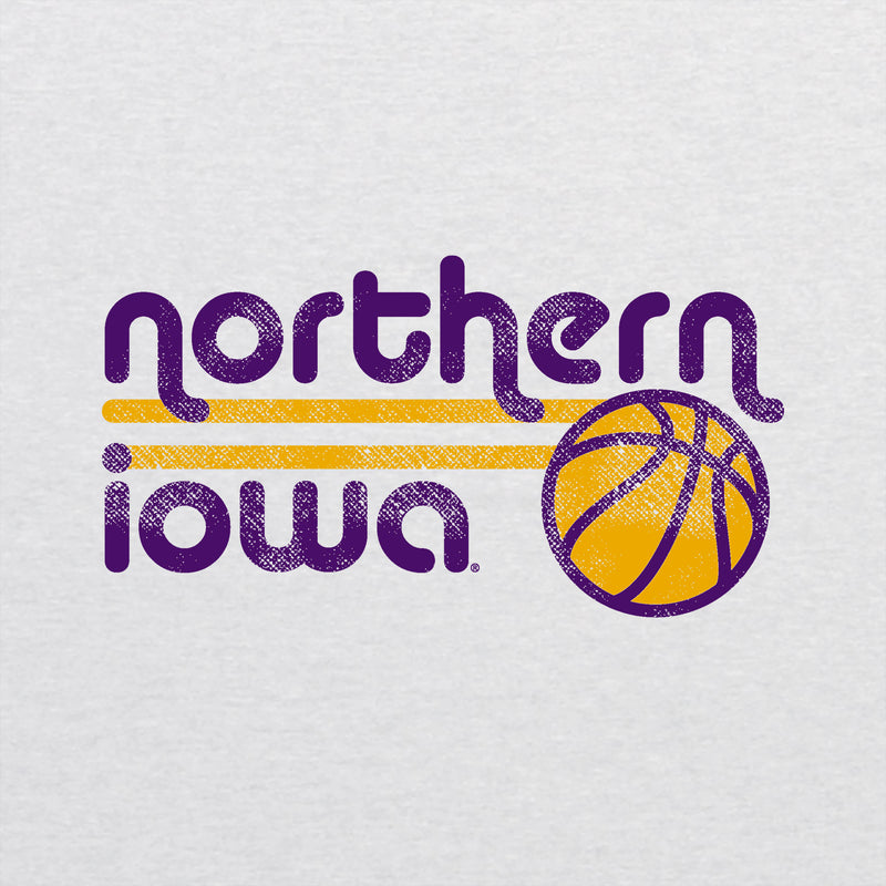 University of Northern Iowa Panthers Basketball Bubble Next Level Raglan T Shirt - Heather White/Vintage Black